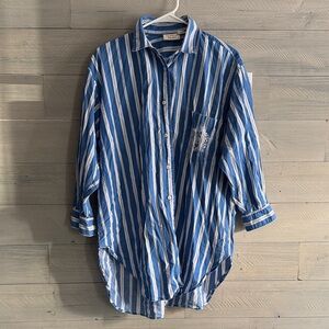 Victoria's‎ Secret Blue and White Striped Button-Down Shirt